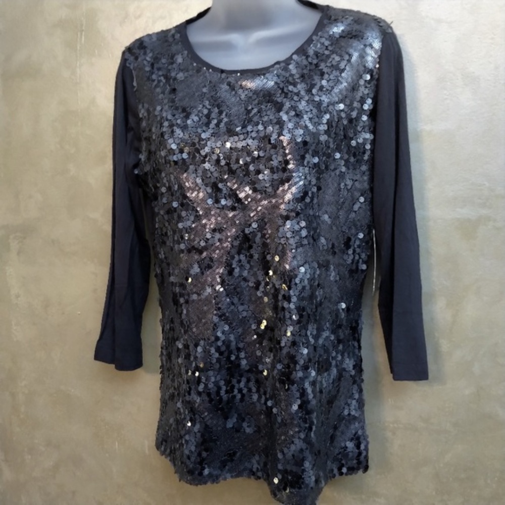 Designer Sharon Young Mixed Sequin Blouse NWT S M